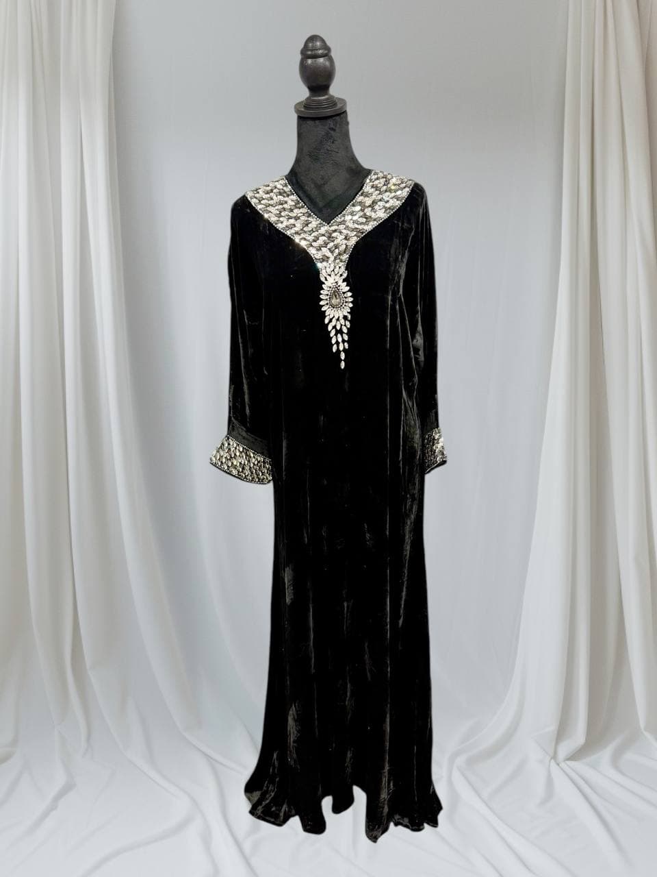 Velvet Long Black & Silver